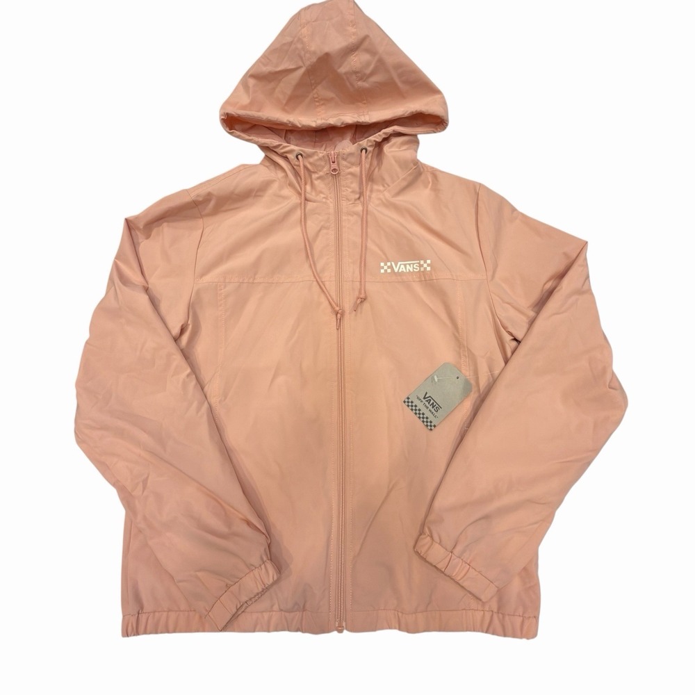 Vans Hooded Windbreaker Jacket Womens Small Full Zip Pockets Lightweight New